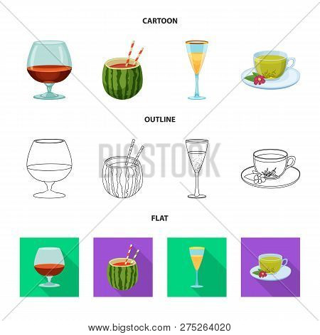 Vector Illustration Of Drink And Bar Icon. Set Of Drink And Party Vector Icon For Stock.