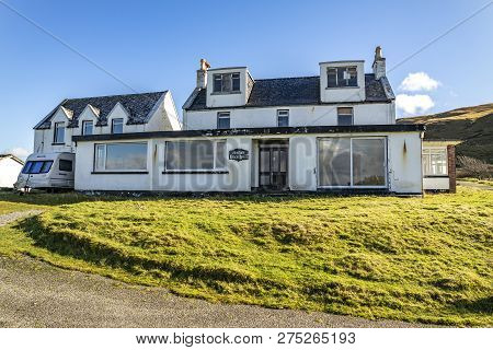 Duntulm, Isle Of Skye , Scotland - October 14 2018 : The Castle Hotel Is Actually A Lost Place
