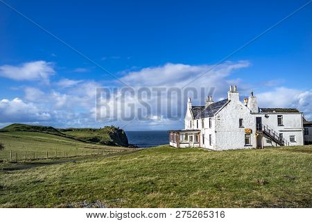 Duntulm, Isle Of Skye , Scotland - October 14 2018 : The Castle Hotel Is Actually A Lost Place