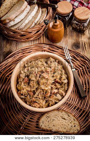 Bigos - Stewed Cabbage With Meat,dried Mushrooms And Smoked Sausage.