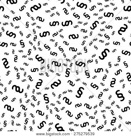 Section Signs Random Seamless Pattern. Vector Paragraph Marks Background. Legal Code Or Law Theme
