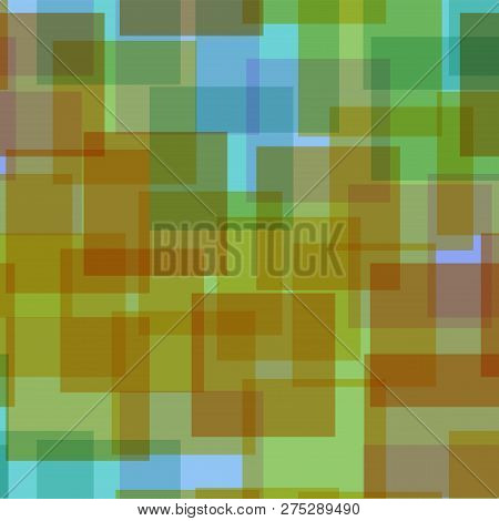 Abstract Squares Pattern. Blue Geometric Background. Unusual Random Squares. Geometric Chaotic Decor