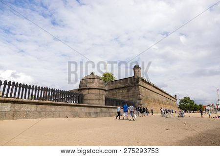 St. Petersburg, Russia - August 11, 2018: Fortification Structures Of The Peter And Paul Fortress In