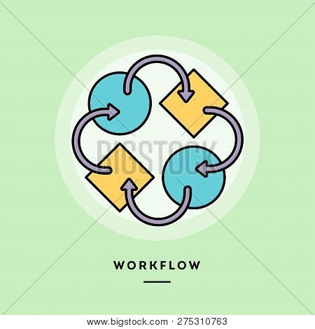 Workflow, Flat Design Thin Line Banner, Usage For E-mail Newsletters, Web Banners, Headers, Blog Pos