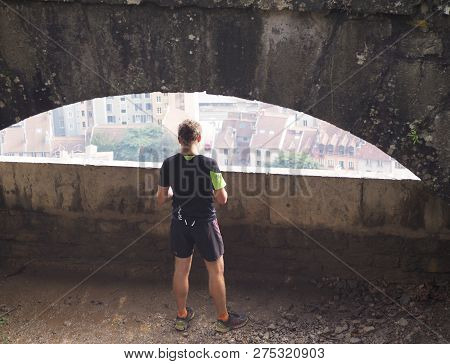 Grenoble, France - December 23, 2018: Photography Of Some People Admiring The View From La Bastille 