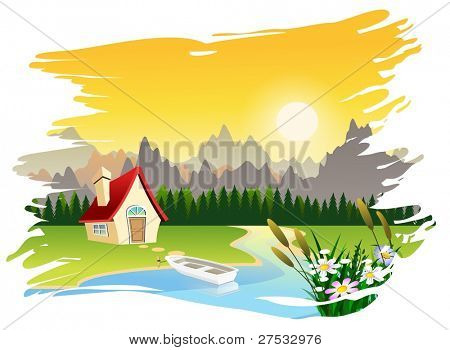 eine Abbildung der schönen Sommer Szene Landschaft