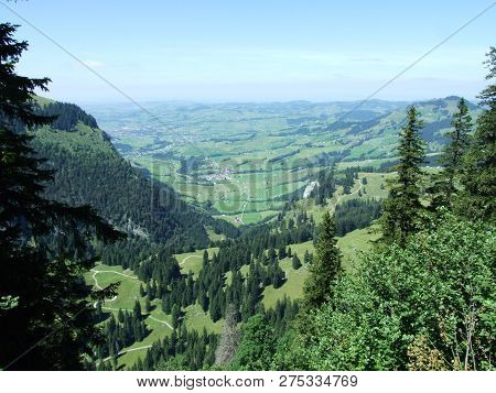 Panoramic View Of The Village Of Schwende And Brulisau - Canton Of Appenzell Innerrhoden, Switzerlan