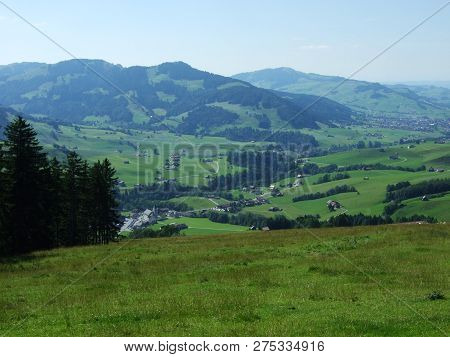 Panoramic View Of The Village Of Schwende And Brulisau - Canton Of Appenzell Innerrhoden, Switzerlan