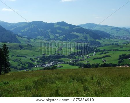 Panoramic View Of The Village Of Schwende And Brulisau - Canton Of Appenzell Innerrhoden, Switzerlan