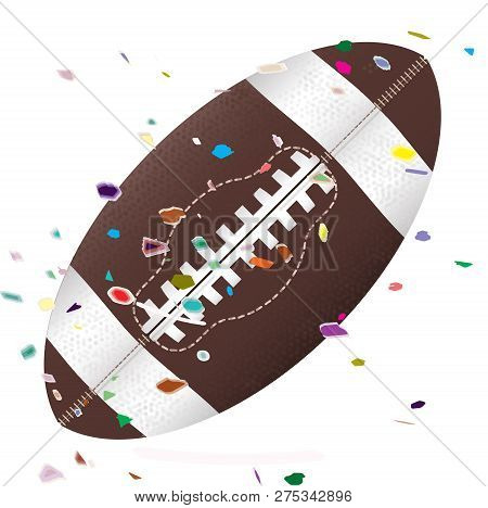 A Typical American Type Foorball Over A White Background