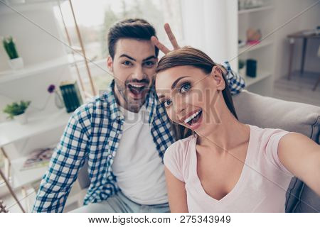 Self-portrait Of Two Nice Sweet Lovely Adorable Attractive Cheerful Positive Funny Funky People Marr