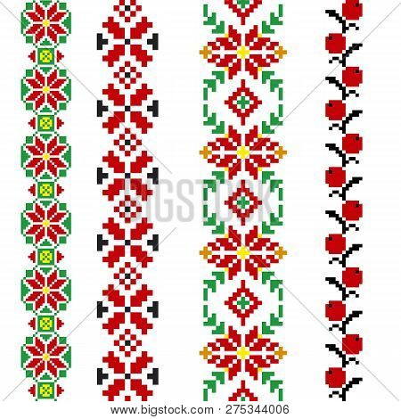 Seamless Pattern, Border In The Form Of Embroidery