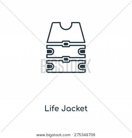 Life Jacket Icon In Trendy Design Style. Life Jacket Icon Isolated On White Background. Life Jacket 