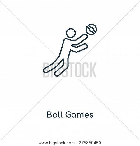 Ball Games Icon In Trendy Design Style. Ball Games Icon Isolated On White Background. Ball Games Vec