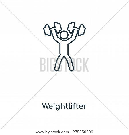 Weightlifter Icon In Trendy Design Style. Weightlifter Icon Isolated On White Background. Weightlift