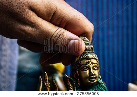 Arambol Goa India November 24, 2018 Closeup Of Decorative Objects Sold In A Souvenirs Shop Located I
