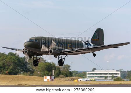 Farnborough, Uk - July 20, 2014: Vintage World War Ii Douglas C-47 (dc-3) Transport Aircraft With D-