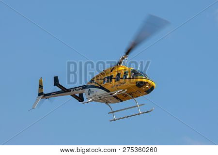 Farnborough, Uk - July 20, 2014: Elite Helicopters Bell 206l-1 Longranger Ii G-limo Helicopter.