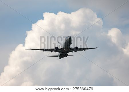 Farnborough, Uk - July 20, 2014: United States Navy Boeing P-8a Poseidon Maritime Patrol Aircraft.