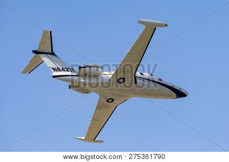 Farnborough, Uk - July 20, 2014: Eclipse 500 Business Jet N843te Being Flown By Bruce Dickinson From