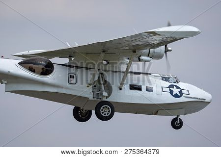 Farnborough, Uk - July 18, 2014: Consolidated Pby-5a Catalina Amphibious Aircraft Of World War Ii