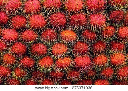 Rambutan Fresh, Rambutans Fruit Many For Background, Rambutan Sweet Delicious Fruit, Red Healthy Fru