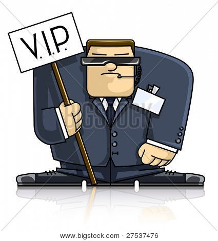 sécurité homme en costume et lunettes vector illustration isolée sur fond blanc