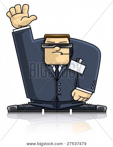 sécurité homme en costume et lunettes vector illustration isolée sur fond blanc