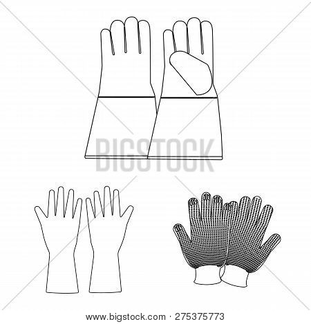 Vector Illustration Of Glove And Winter Symbol. Set Of Glove And Equipment Vector Icon For Stock.