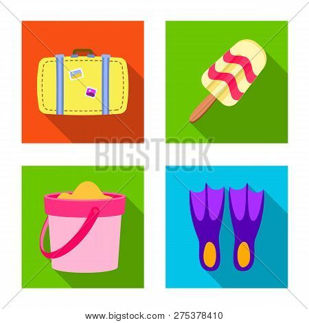 Isolated Object Of Equipment And Swimming Symbol. Collection Of Equipment And Activity Vector Icon F
