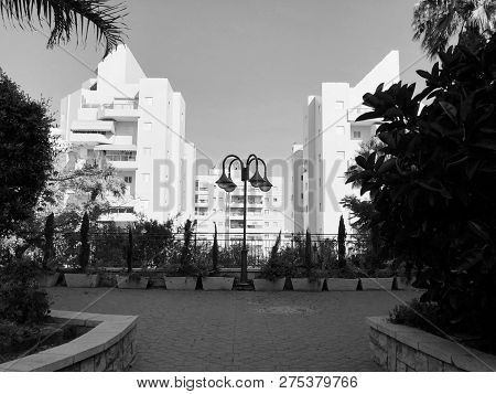 Residential Buildings And Surrounded With Green Plants In  Rishon Le Zion.