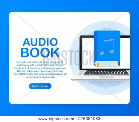 Concept Audio Book For Web Page, Banner, Social Media. Vector Stock Illustration