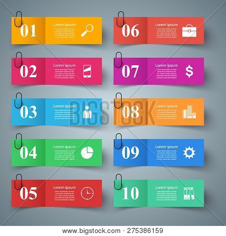 Business Papr Infographic. Ten Items. Vector Eps 10