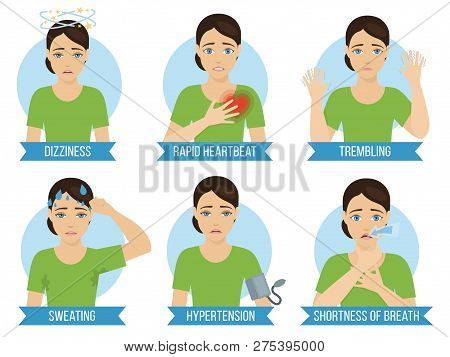 Common Symptoms Of Panic Attack And Panic Disorder. Medicine Infographic For Brochures And Magazines