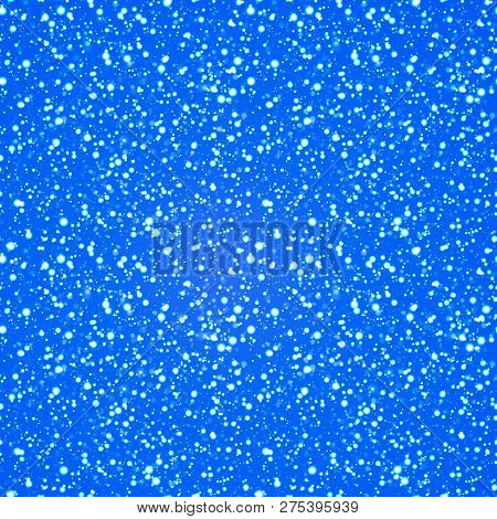 Snowy Vector Background. Snowfall Seamless Pattern. Vector Illustration. Beautiful Snowflakes Backgr