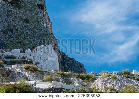 Marble Quarry (carrara White Marble) In The Apuan Alps (alpi Apuane). Tuscany, Italy, Europe