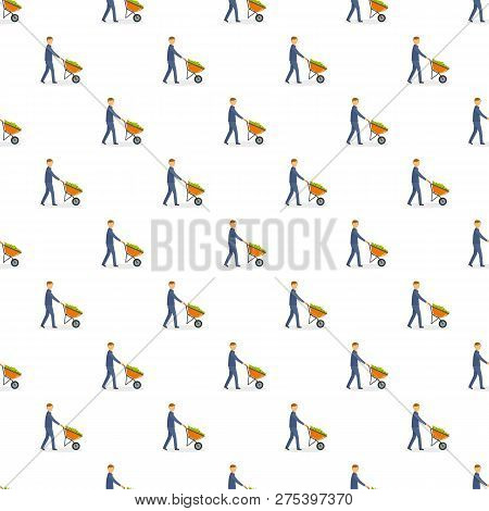 Businessman Wheelbarrow Money Pattern Seamless Vector Repeat For Any Web Design