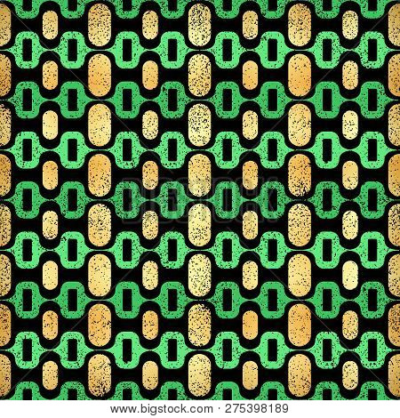 Green And Gold Copacabana Seamless Pattern Vector