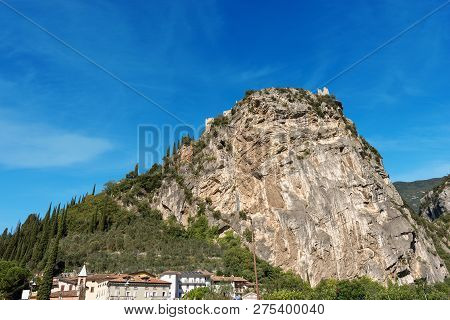 Rock Face In Arco Di Trento, Small Town Near The Lake Garda In The Sarca Valley, Trentino Alto Adige