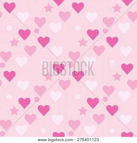 Retro Seamless Pattern With Colorful Hearts. Abstract Geometric Modern Background. Vector Illustrati