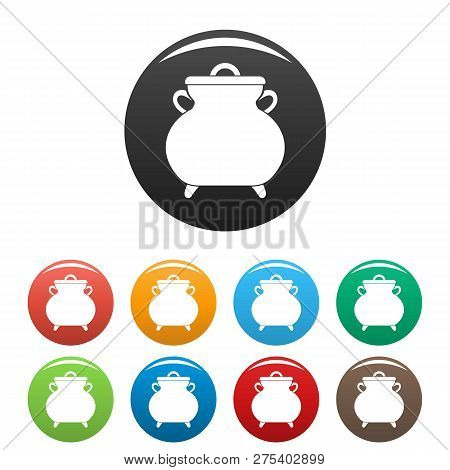 Cauldron Kettle Icons Set 9 Color Vector Isolated On White For Any Design