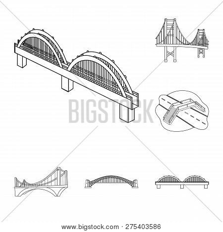 Vector Design Of Bridge And Construction Symbol. Collection Of Bridge And Arch Vector Icon For Stock