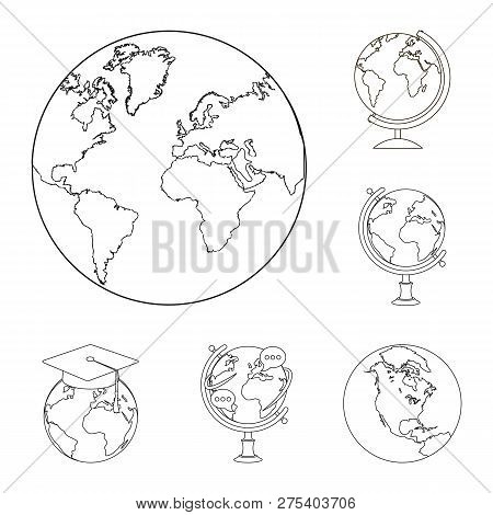 Vector Design Of Globe And World Sign. Collection Of Globe And Earth Stock Symbol For Web.