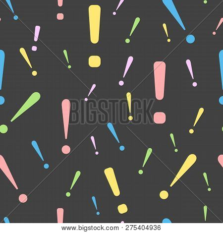 Colorful Mark Quatation Seamless. Exlamation Mark Seamless Pattern, Isolated On White Background. Ve