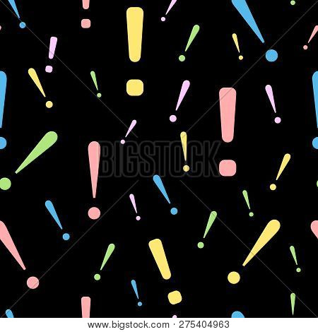 Colorful Mark Quatation Seamless. Exlamation Mark Seamless Pattern, Isolated On White Background. Ve