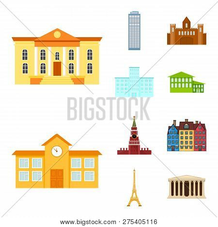 Vector Design Of Building And City Symbol. Set Of Building And Business Stock Vector Illustration.