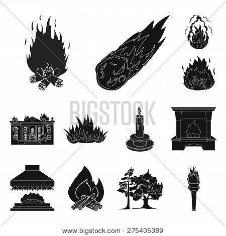 Vector Design Of Fire And Flame Icon. Set Of Fire And Fireball Vector Icon For Stock.