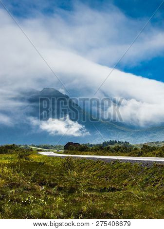 Gimsoya Island Landscape In Vagan Municipality Nordland County, Lofoten Archipelago Norway. Tourist 