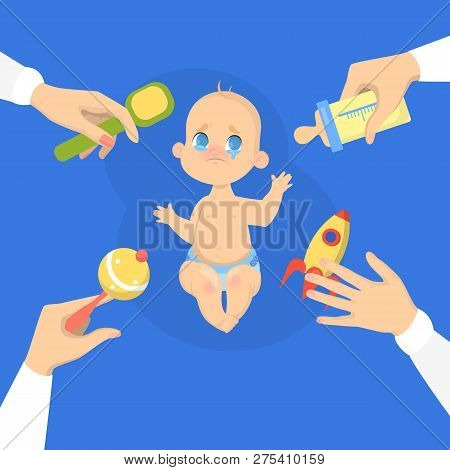 Cute Baby Boy Cry Loud. Sad Child