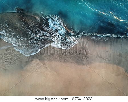 Top View Aerial Photo From Flying Drone Of An Amazing Beautiful Sea Landscape With Turquoise Water W